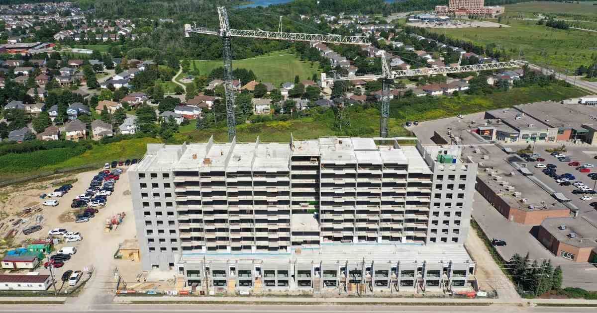 aerial view of building under construction 